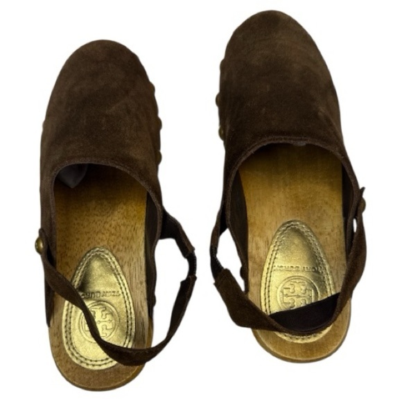Tory Burch Blythe Studded Suede Clogs – Arabica Brown Size 6 - Picture 7 of 13